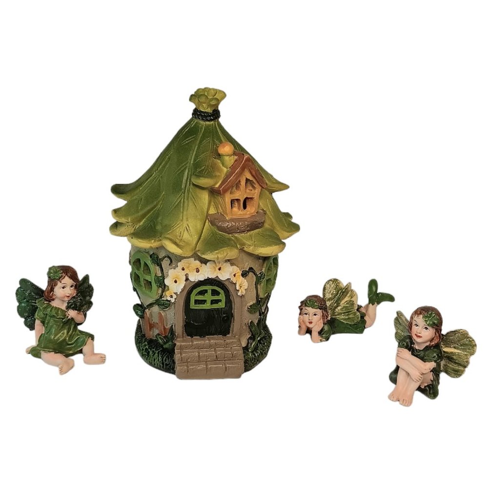 Irish Fairy House Garden Decor Light Up House With Three Garden Fairies New